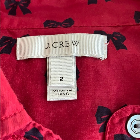 J.Crew Red Bow Popover Top - Picture 3 of 5